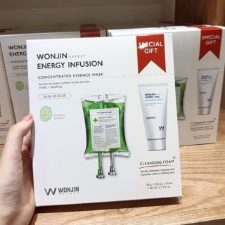 (Có sẵn, tặng srm) Mặt nạ Wonjin Energy Supplement xanh lá