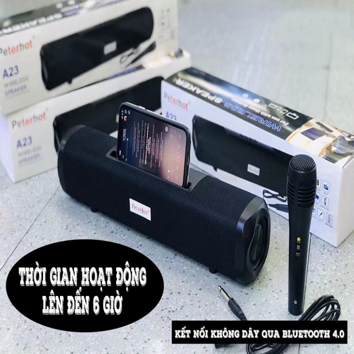 Loa bluetooth Karaoke mini FLOVEME - A23 công suất lớn loa không dây có mic âm thanh nổi 360 bass khỏe .