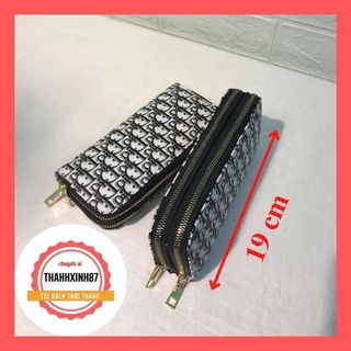 ví bóp nữ cầm tay 2 ngăn khóa kéo họa tiết thổ cẩm