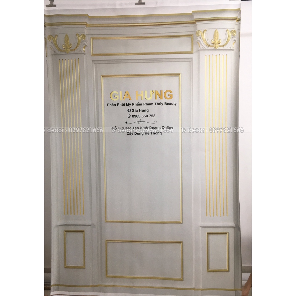 Phông Nền Chụp Ảnh Livestream 3D 5D Họa Tiết Khung Tân Cổ Điển Sang Trọng