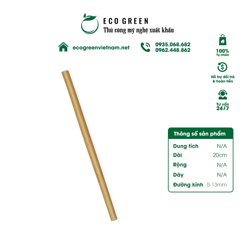 [Hàng Xuất Khẩu] Ống hút tre cao cấp nhiều size có thể tái sử dụng và thay thế ống hút nhựa, inox, thuỷ tinh | Eco Green