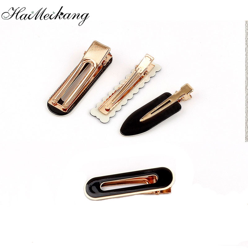 Kẹp tóc Haimeikang họa tiết kẻ ô trắng đen không đường may kiểu Hàn Quốc thanh lịch dành cho nữ
