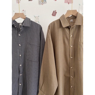 Áo sơ mi caro nhí dáng oversize