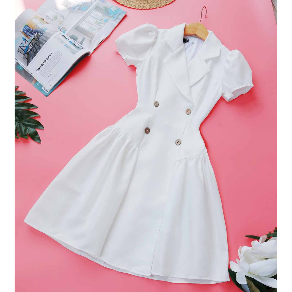[Mã FATHANG5 giảm 10K đơn 50K] [HÀNG CAO CẤP] Đầm vest trắng đi tiệc cưới, dạo phố, đi chơi, đi làm xinh xắn, sang trọng