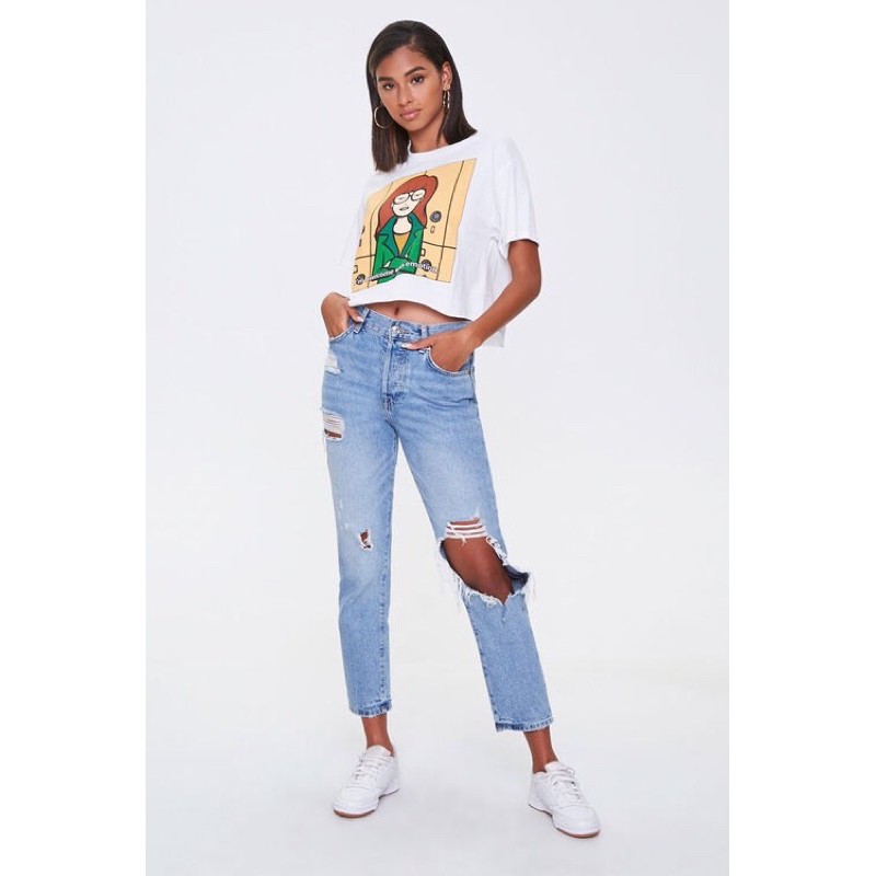 Áo thun crop top form rộng F21 xin