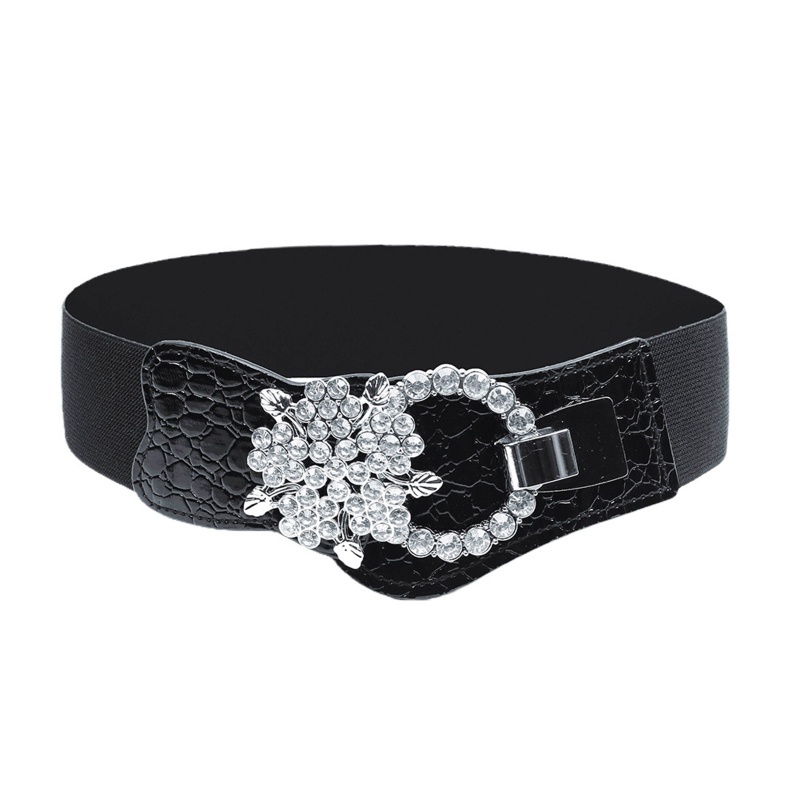 Thắt Lưng Da PU Bản Rộng Màu Trơn Co Giãn Phong Cách Gothic Thời Trang Cho Nữ