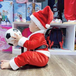 Bộ ông già noel nhung cho bé gồm ( quần, áo,mũ).