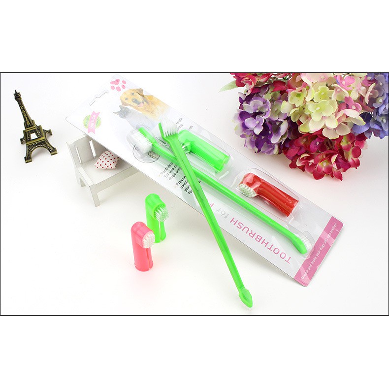 Bàn chải đánh răng cho chó mèo mềm mại tiện lợi - hàng như hình