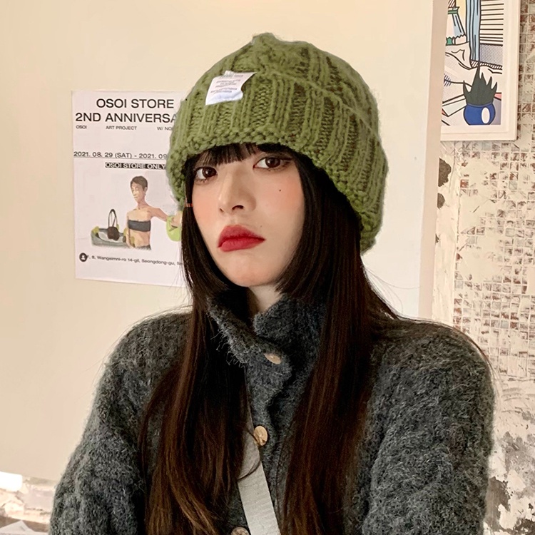 Mũ len rộng vành màu xanh lá phong cách Hàn Quốc thời trang thu đông cho nữ