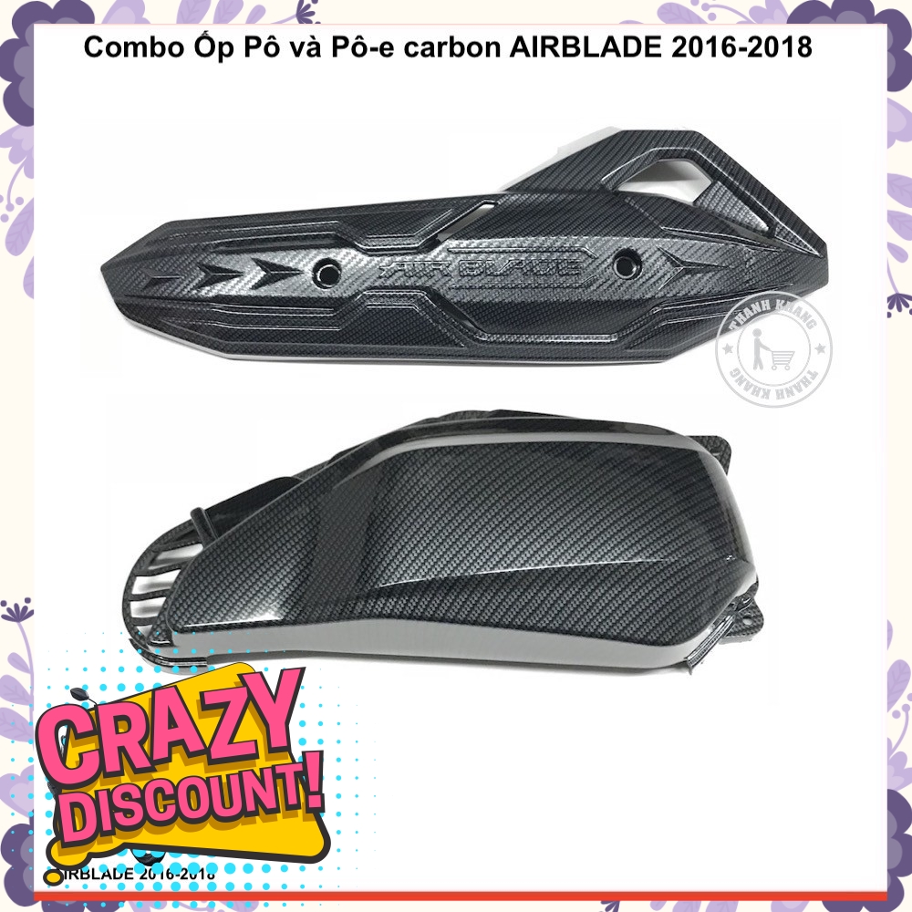 Combo ốp pô và pô-e carbon AIRBLADE 2016-2018 nhưa xi đặt biệt thanh khang 006001206 006001207