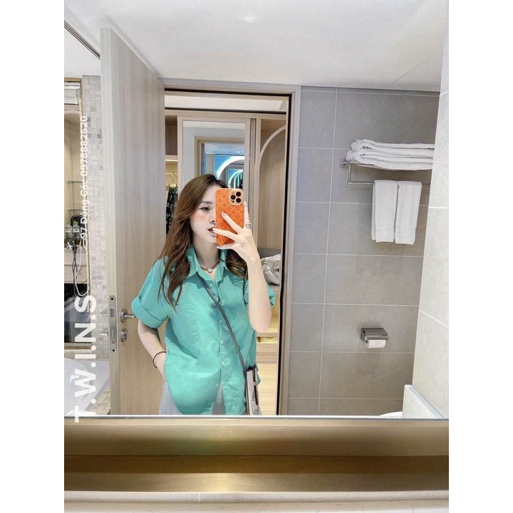 SM29 - SƠ MI GU XANH CỘC TAY CHO NỮ