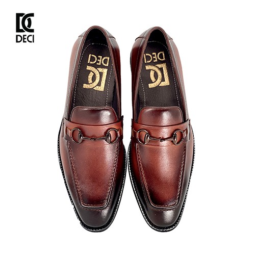 Giày tây công sở nam DECI kiểu giày lười loafer màu nâu đen BROGUE 8