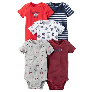 SET 5 BODYSUIT CARTERS TAY NGẮN BÉ TRAI MÀU ĐỎ