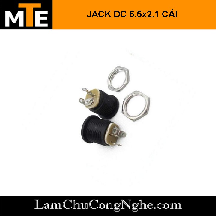 Jack nguồn DC 5.5×2.1mm đực-cái tròn (DC-005/DC-022)