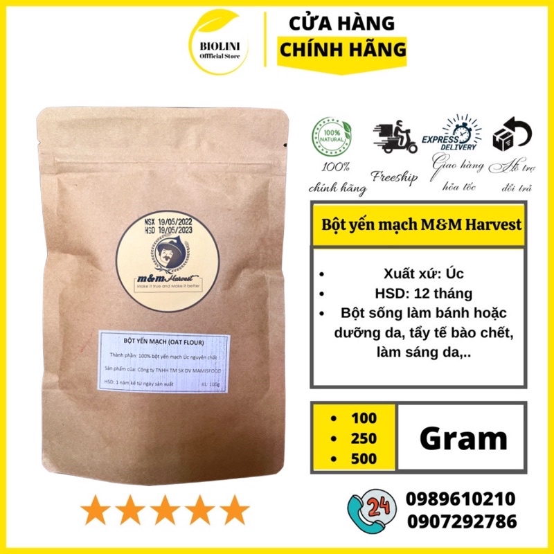 Bột yến mạch Úc siêu mịn, túi 50g, 100g- M&M Harvest