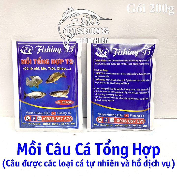 Mồi câu cá tổng hợp T5 câu cá rô phi, mè, trôi, chép, tra,...