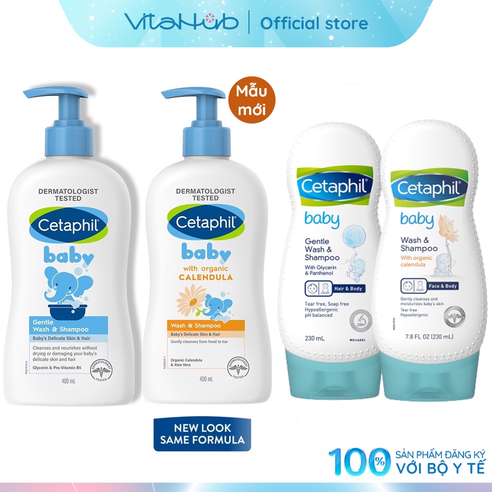 Sữa tắm gội dịu nhẹ cho bé Cetaphil Baby Gentle Wash & Shampoo 230ml/400ml