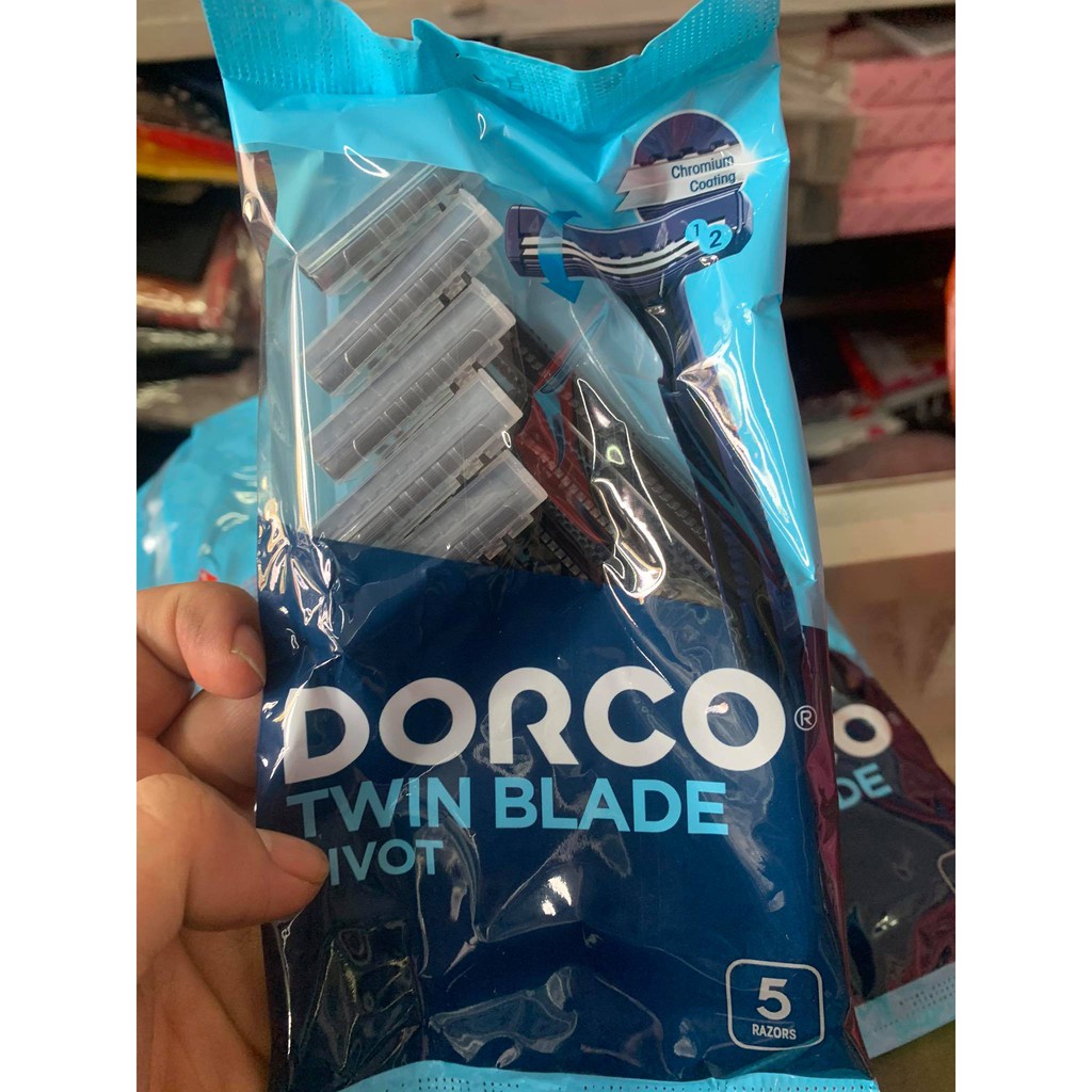 Túi 5 dao cạo dâu Dorco thiết kế tiên tiến lưỡi dao kép kết hợp cùng dải dầu bôi trơn