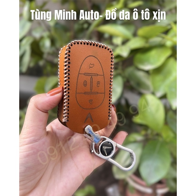 Bao da chìa khoá Vinfast E34, VF E34, xe điện VFE34 da thật 100%,