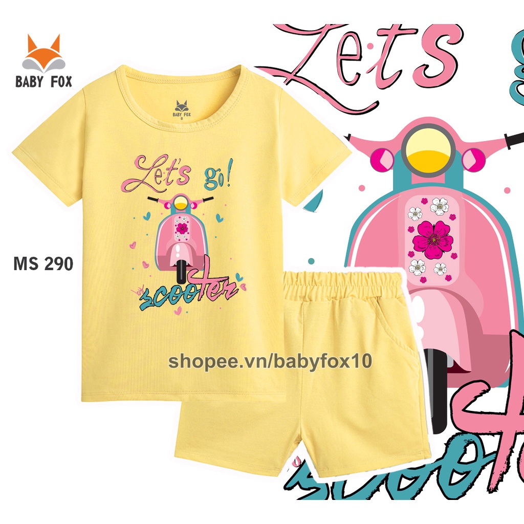 Bộ bé gái 100% cotton loại tốt, thương hiệu BABY FOX, in hình xinh xắn, size nhỏ, trung, đại h