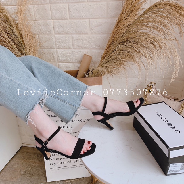 SANDAL CAO GÓT LOVIIECORNER - GIÀY SANDAL NỮ GÓT VUÔNG 5 PHÂN ĐẾ DẸP QUAI MẢNH G200714 G220645