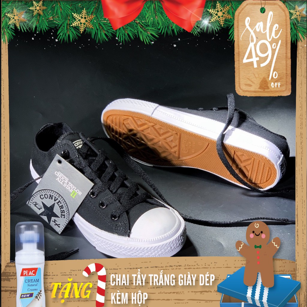 Giày Thể Thao Chuck II All Star Cổ Thấp Màu Đen Đế Trắng Nam Nữ Couple Hàng Cao Cấp Full Box | Hany Shop