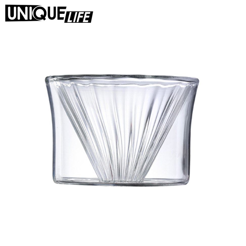[Unique Life]Glass Coffee Dripper Cup Coffee Sharing Pot Removable Brew Coffee Filter Funnel 1-2 Cups