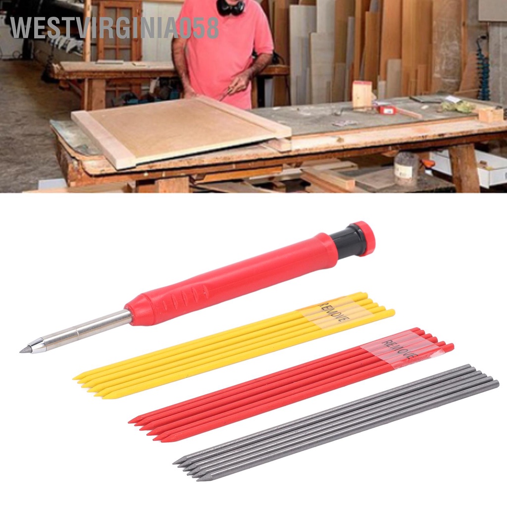 Westvirginia058 19 chiếc Bút chì Thợ mộc Bộ bút ABS Tungsten Carbide Xây dựng với Refill