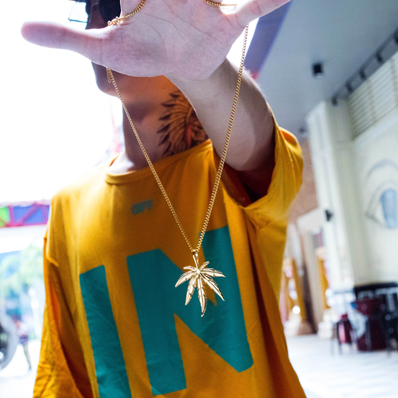 vòng cổ Kim Loại Mặt Hình Lá Phong Thời Trang Cho Nam