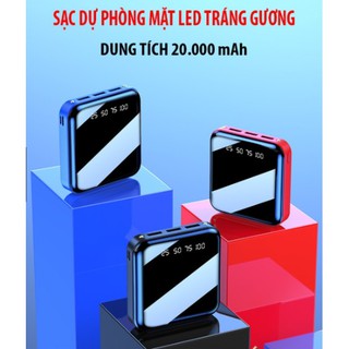 Pin sạc dự phòng đèn led hình vuông 20.000ma, Pin dự phòng mini, Cục sạc dự phòng thiết kế nhỏ gọn, sạc pin siêu tốc