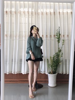 Áo dập li tiểu thư hàng L1