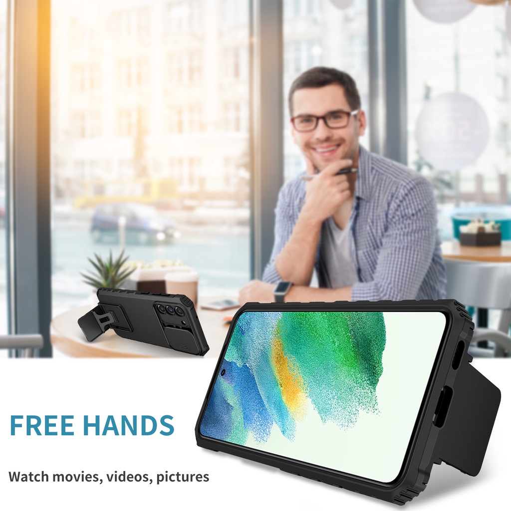 Ốp Điện Thoại Siêu Mỏng Chống Sốc Có Thanh Trượt Bảo Vệ Camera Cho Samsung Galaxy S21 FE S20 FE S21 S30 Plus Ultra
