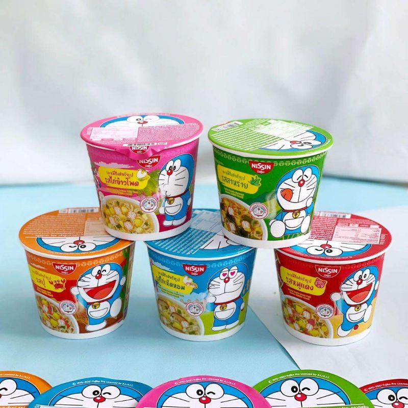 Mì Ly Nissin Doraemon 6 Ly Vị Gà Bắp, Rong Biển, Cua, Gà Nấm, Heo