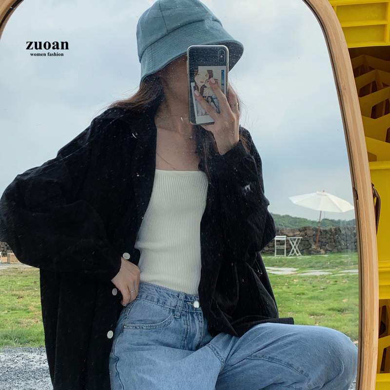 SUXI Áo Sơ Mi Nữ Tay Dài Cổ Bẻ Thời Trang Hàn Quốc