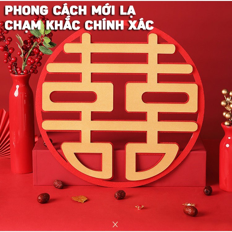 Chữ Hỷ 3D Trang Trí Phòng Cưới, Xe Hoa, Đám Cưới 30x30cm