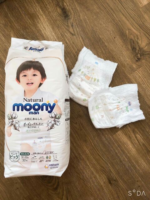 Tã dán/bỉm quần Moony natural nội địa Nhật NB63/S58/M46/L36/XL32