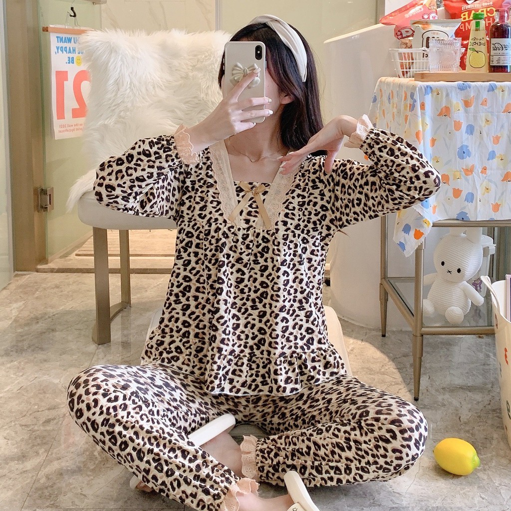 Bộ ngủ dài tay pijama nữ chất cotton cao cấp dễ thương DT88 | BigBuy360 - bigbuy360.vn