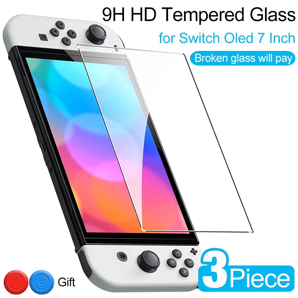 Set 3 Kính Cường Lực 9H HD Bảo Vệ Màn Hình Chống Cháy Nổ Cho Nintendo Switch OLED