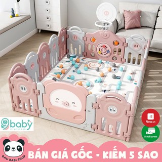 FREESHIP !!! Bộ quây cũi trơn đồ chơi cho bé 9BABY Hình Heo Màu Hồng - mẫu mới nhất năm 2021