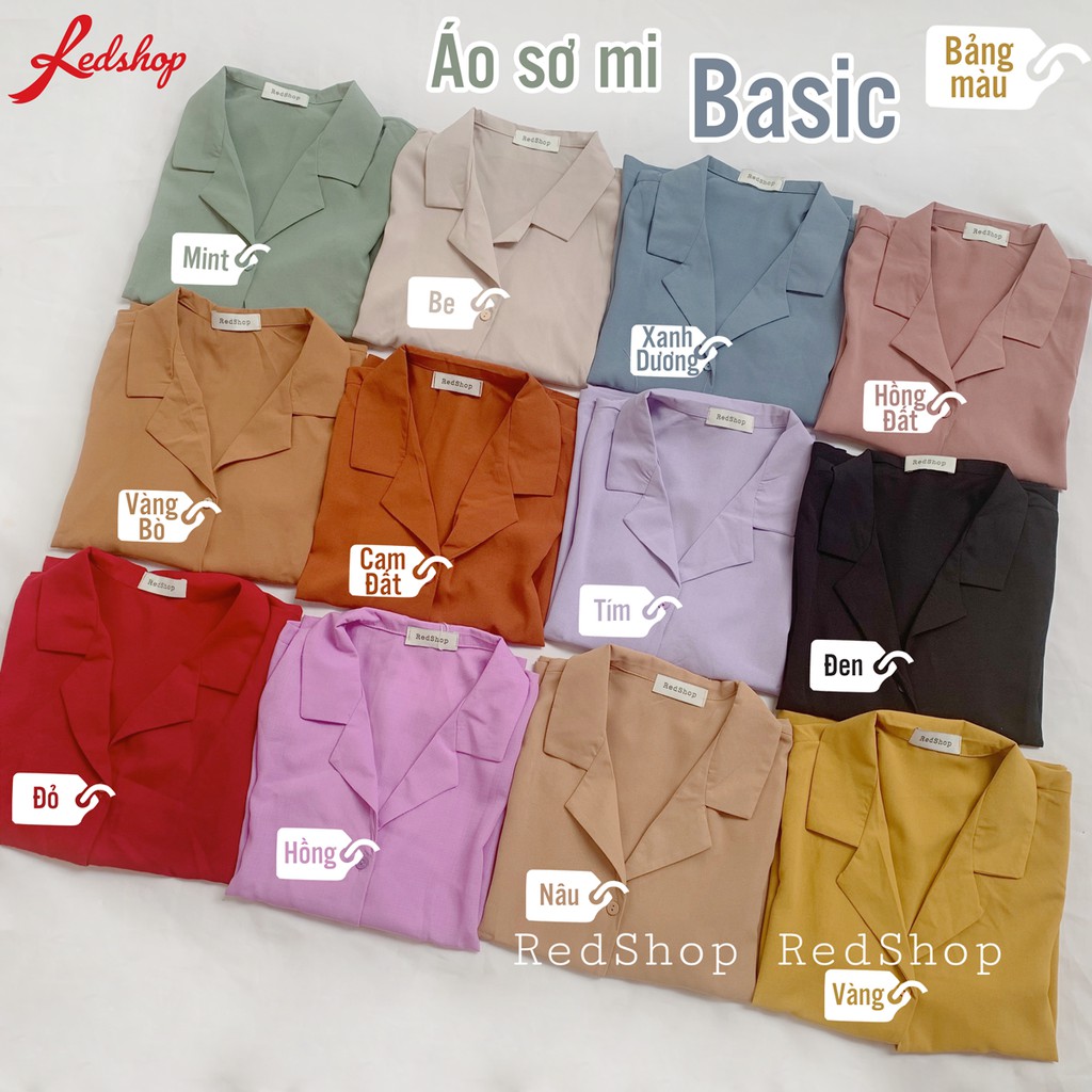 Áo Sơ Mi Nữ Basic Tay Lỡ Cổ Vest Kiểu Dáng Hàn Quốc Đủ Màu REDSHOP_27824