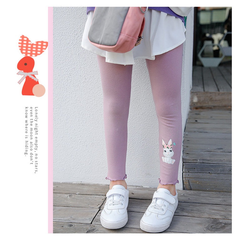 [LF.VN] Quần Legging Cotton Phối Ren Co Giãn Ôm Dáng Thời Trang Xuân Thu Cho Bé Gái Kích Thước 100-160cm