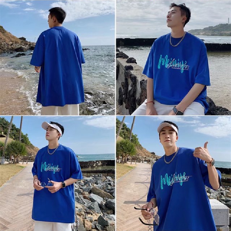 Áo Thun Tay Ngắn Dáng Rộng In Chữ Phong Cách Hip Hop Hàn Quốc Thời Trang Mùa Hè Cho Nam size M-8XL