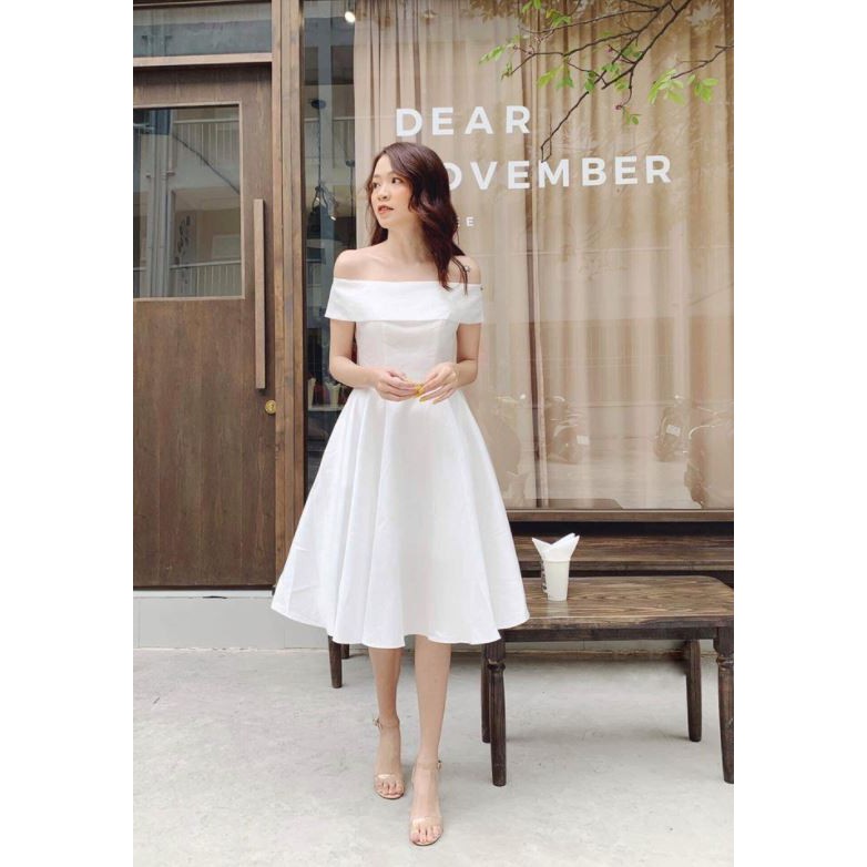 Đầm dự tiệc phi bóng trễ vai dáng xòe cực duyên dáng - Leona dress