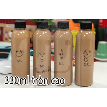 Chai nhựa tròn nắp đen 330ml | Combo 10 chai