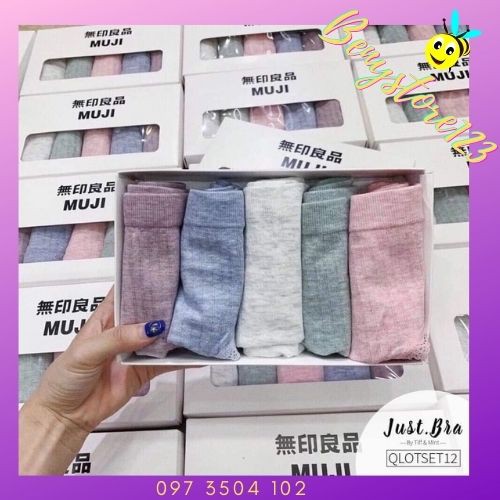 Hộp 5 Quần Lót Nữ Muji💖𝑭𝑹𝑬𝑬𝑺𝑯𝑰𝑷💖Quần Lót Xuất Nhật -Quần Xì Cotton Co Giãn 4 Chiều QLCT02