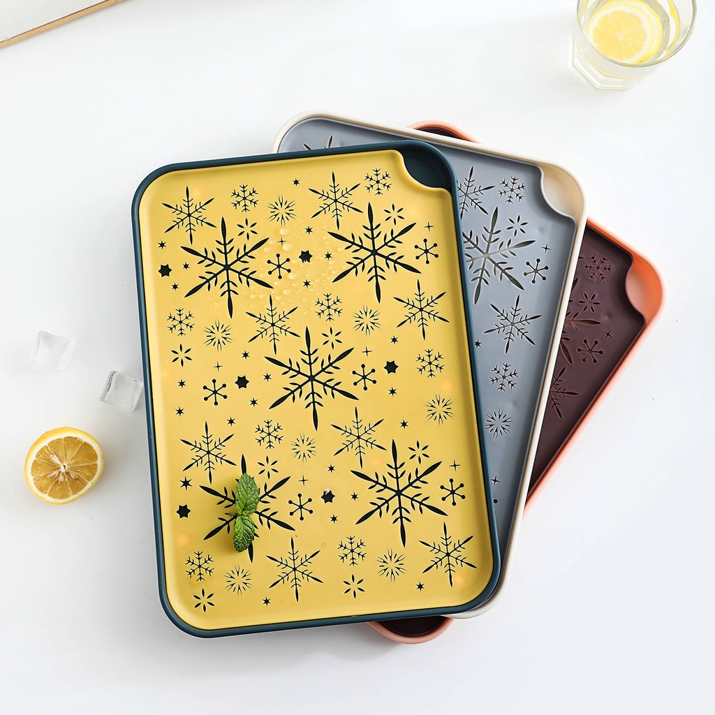 Khay nhựa để cốc JUJIAJIA hình chữ nhật hai lớp tháo rời được có lỗ thoát nước sáng tạo