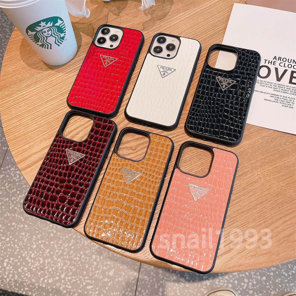 PRADA Ốp điện thoại họa tiết da cá sấu thời trang cho iPhone 8 7 6 6s Plus SE 2020