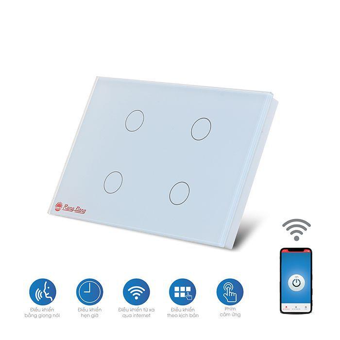 Công tắc cảm ứng Rạng Đông RD-CT.04.WF điều khiển từ xa, mặt kính cường lực chống xước, 4 nút bấm - Hàng chính hãng