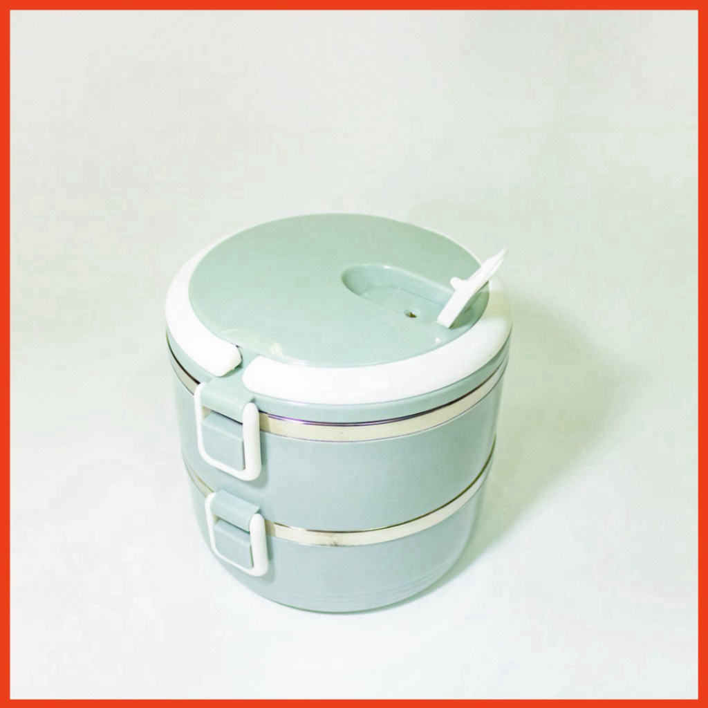 Hộp cơm giữ nhiệt lõi inox 2 tầng khóa cài tiện dụng