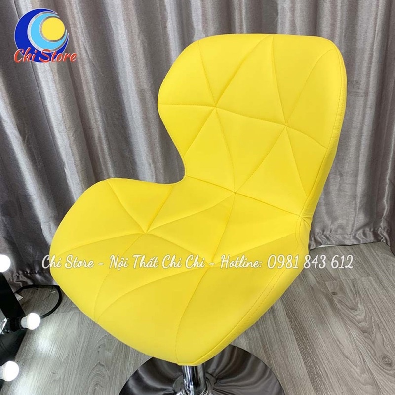 Ghế Ngồi Bàn Trang Điểm Xoay Mẫu Kim Cương, Ghế Chụp Hình, Livestream Chỉnh Độ Cao 30-50cm Bọc Da Cao Cấp Sang Chảnh